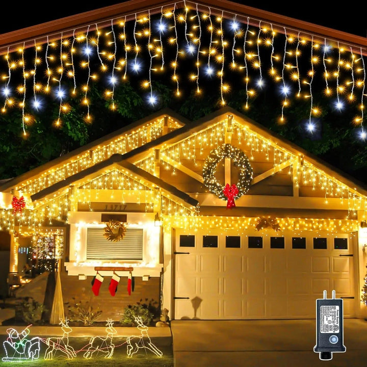 Azura | Twinkling Icicle String LED Lights | Warm White & Cool White, Extendable for Indoor & Outdoor Holiday Decor