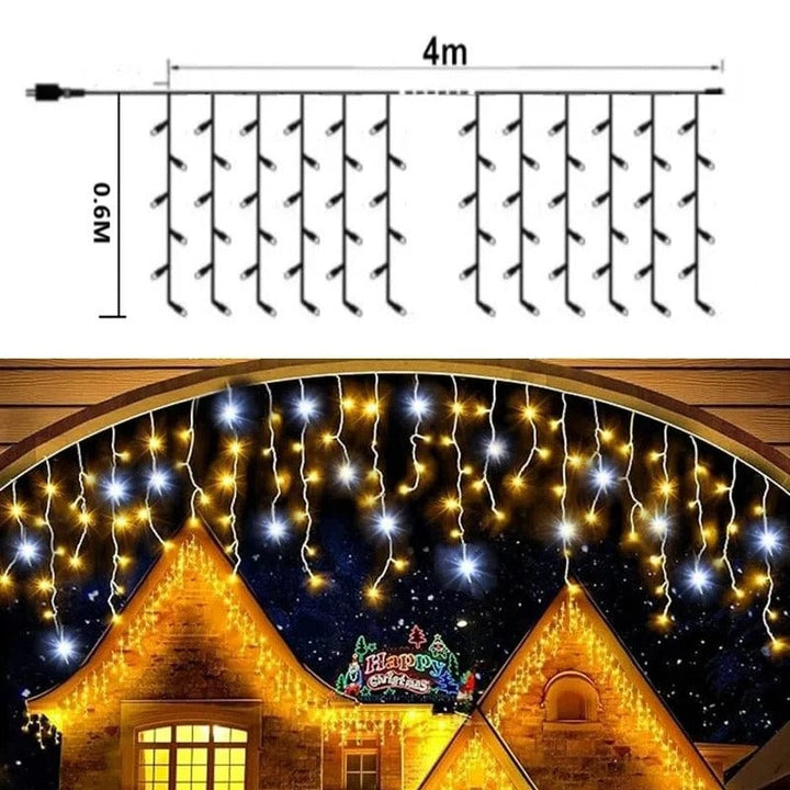 Azura | Twinkling Icicle String LED Lights | Warm White & Cool White, Extendable for Indoor & Outdoor Holiday Decor