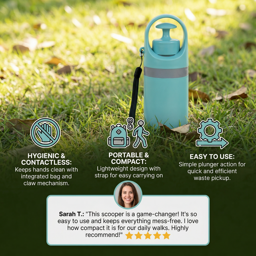 Dog Poop Scooper with Bags – Portable Outdoor Cleaning Set Azura