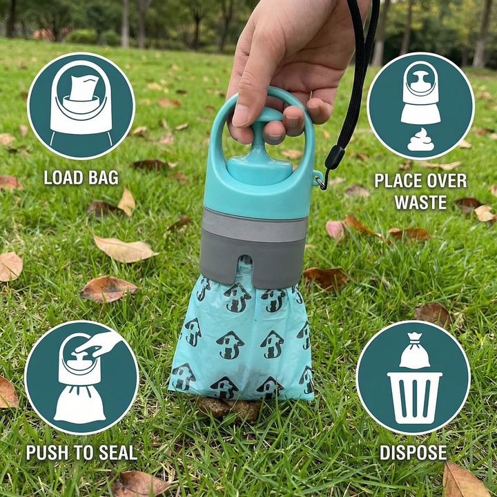 Dog Poop Scooper with Bags – Portable Outdoor Cleaning Set Azura