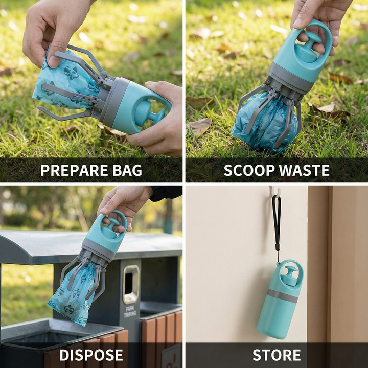 Dog Poop Scooper with Bags – Portable Outdoor Cleaning Set Azura