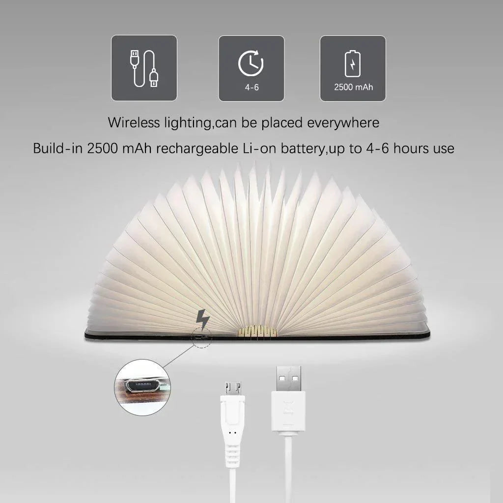 BowLift | Table Lamp LED Foldable Book Light Wood