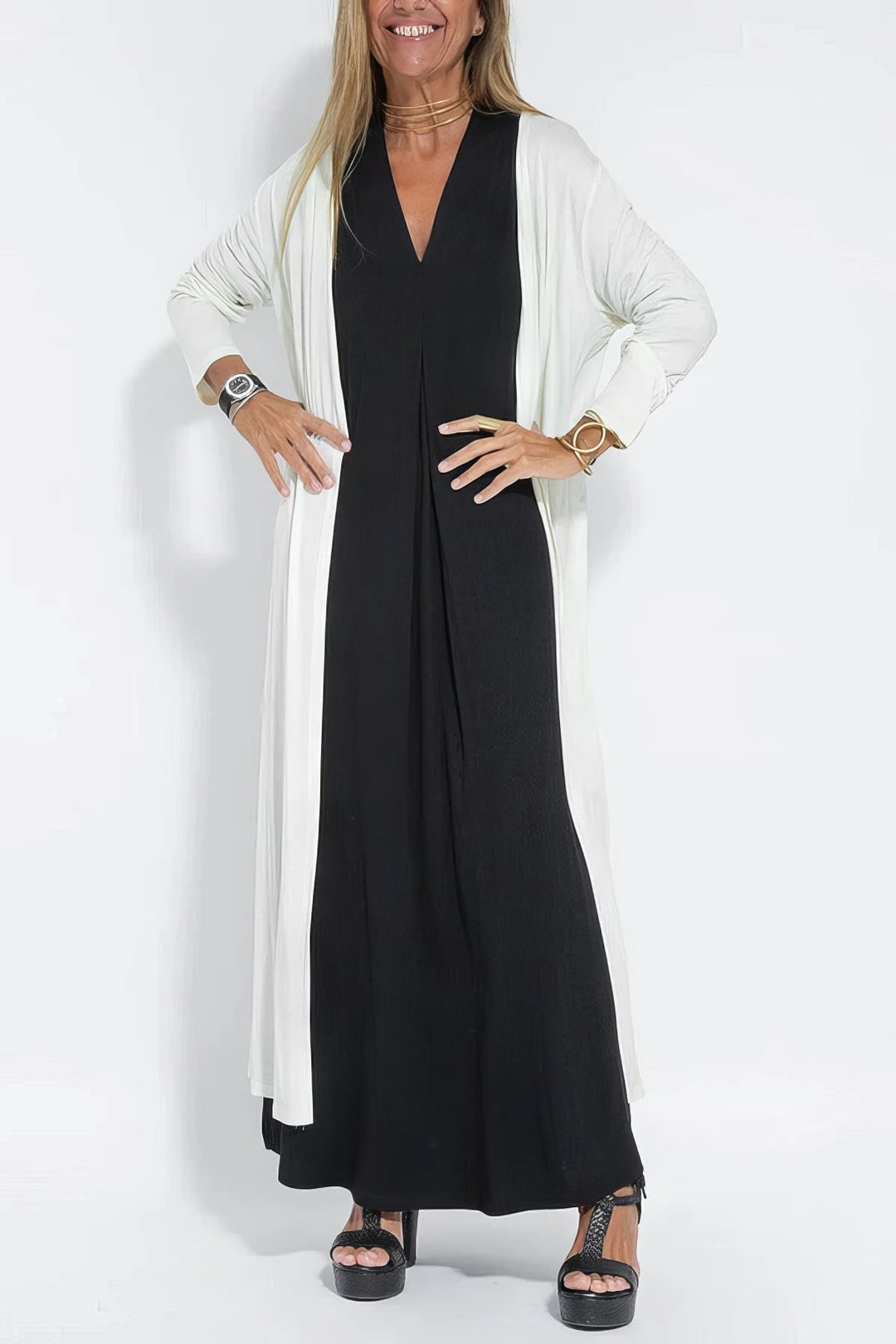 Ellie™ Elegant Long Dress with Cardigan