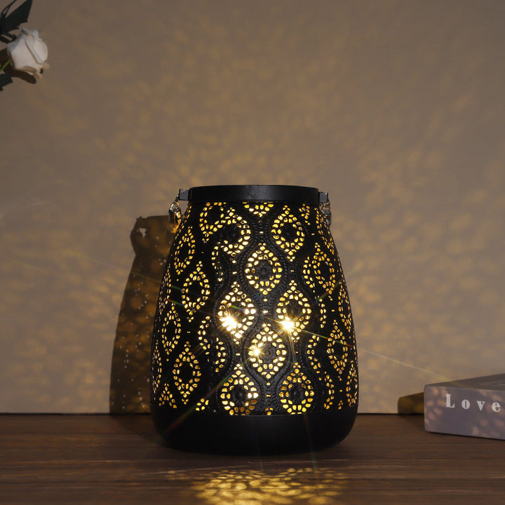 BowLift | Moroccan Style Black Metal Battery Operated Table Lamp - Cordless Lamp